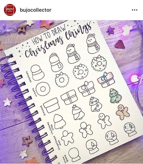 Doodle Bullet Journal, Doodles Journal, Bullet Journal Christmas, Journal Simple, Draw Christmas, Journal Hacks, December Bullet Journal, Bujo Doodles, Bullet Journal Hacks