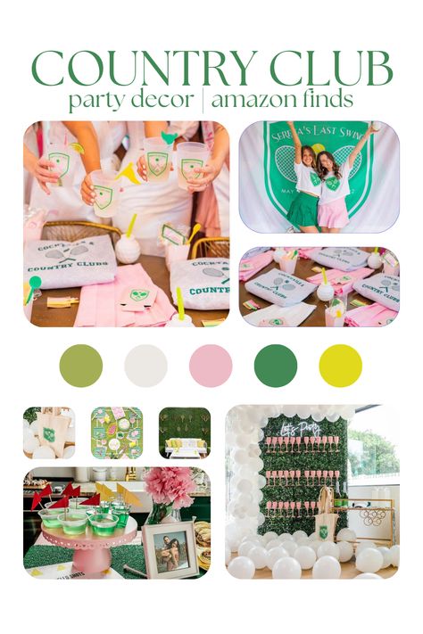 Country club aesthetic Amazon finds for your perfect preppy party. Bring the old money aesthetic to your next girls nights and "last swing" themed bachelorette parties. Click the pin to browse party decor and shop on Amazon! #countryclubaesthetic #oldmoneyaesthetic #partyinspo Preppy Bachelorette Theme, Country Club Birthday Party, Country Club Theme Bachelorette, Country Club Party Ideas, Country Club Bachelorette Party, Country Club Party Theme, Golf Bachelorette Ideas, Country Club Theme Party, Country Club Theme