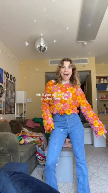 EMILY G STEPHENS ☻ on Instagram: "pls do it it brought me so much joy! 🌼 #mammamia #mammamiacontent #70sfashion #bohofashion #hippiefashion #mammamiastyle #donnasheridan #dancingqueen #abba #retro #vintage #shopsmall #70sstyle #groovy #flowerchild #vintageinspired #retroinspired #fashioninspo #ootd #outfitinspo #vintagefashion #retrostyle #thrifting #thrifttips #photoshoot #1970s #disco #christian" Crochet Disco Outfit, Emily G Stephens Outfits, Emily Stephens Groovy, Abba Crochet, 70s Outfits Disco, Emily Stephens, Abba Style, Groovy Crochet, 1970s Disco