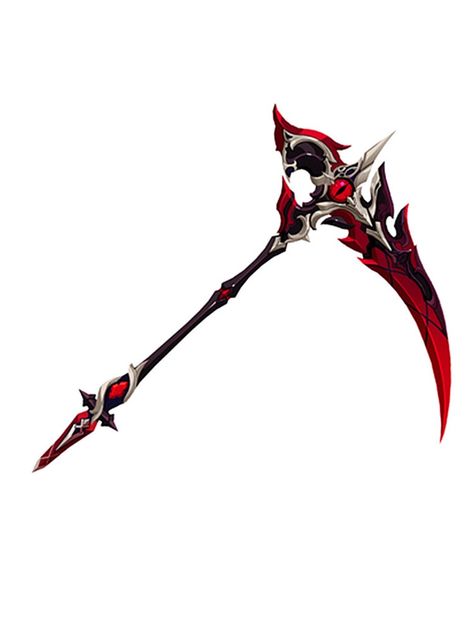 Nature Scythe Design, Scythe Designs Art, Fantasy Scythe Concept Art, Demon Scythe, Magic Scythe, Scythe Concept Art, Scythe Rpg, Red Scythe, Fantasy Scythe