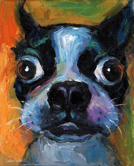 dog portrait Cute Boston Terrier, Boston Terrier Art, Dog Portraits Painting, Boston Terrier Funny, Painting Cute, Puppy Art, Boston Terrier Love, 강아지 그림, Boston Terrier Puppy