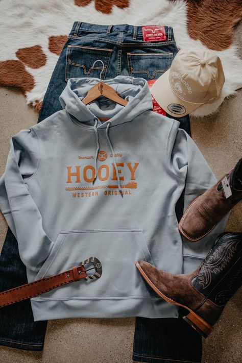 'Premium' Men's Hooey Light Blue Hoodie (S - XXL) Western Hoodies, Cute Country Couples, Light Blue Hoodie, Western Clothes, Southern Outfits, Carhartt Hoodie, Country Style Outfits, Cute Country Outfits, Mens Winter Boots