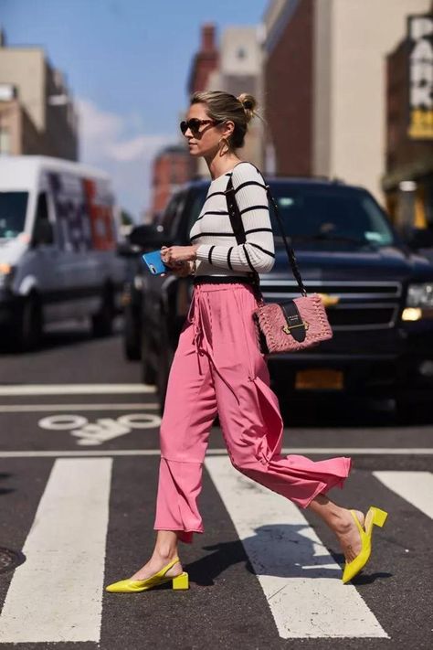 Colourful Shoes Outfit, Neon Shoes Outfit, Colorful Shoes Outfit, Yellow And Pink Outfit, Pink And Yellow Outfit, Yellow Shoes Outfit, Pink Shoes Outfit, Neon Shoes, Colored Shoes