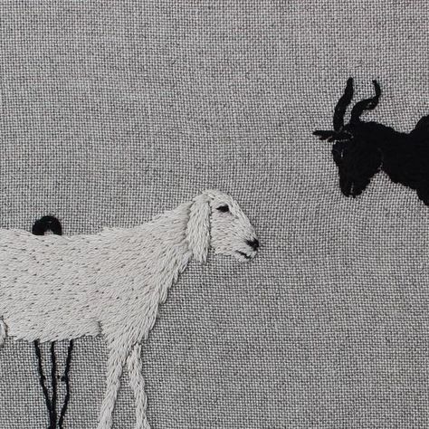 14K likes, 156 comments - adipocere on August 2, 2019: "A small personal study of goats. Which do you prefer? Hand embroidery on natural linen. #embr..." Embroidery On Linen, Goat Art, Linen Embroidery, Natural Linen, Instagram A, Goats, Hand Embroidery, Embroidery, Skin