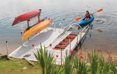 Kayak Launch, Dock Ideas, Lake Toys, Lakeside Beach, Dock Accessories, Lake Fun, Lake Dock, Santa Helena, Lakefront Living