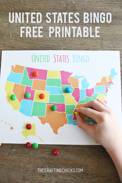 This US map game is a great way to help your kids learn about the United States while they play a game they love....BINGO! Free bingo game! MichaelsMakers Skip to My Lou Learning States, Us Geography, Geography Games, Us State Map, Geography For Kids, Map Games, Teaching Geography, Homeschool Geography, Homeschool Social Studies