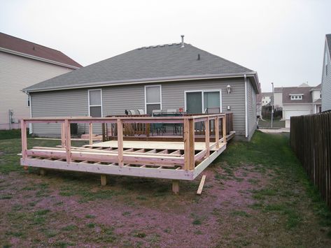 how to build a 16x16 deck 16x16 Deck, How To Build Deck, Floating Deck Plans, Deck Blocks, Mobile Home Deck, Build Deck, Building A Floating Deck, Patio Stairs, Deck Railing Design