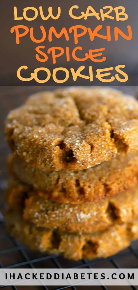 All the pumpkin spice flavours in these chewy and super soft cookies. Made sugar free and low carb. #lowcarb #keto #sugarfree #cookie #recipe Quick Keto Cookies, Keto Pumpkin Oatmeal Cookies, Spiced Pumpkin Cookies, Low Sugar Pumpkin Cookies, Pumpkin Cookies With Almond Flour, Sugarfree Cookies Recipe, Pumpkin Cookies Keto, Sugar Free Pumpkin Cookies, Low Carb Pumpkin Cookies