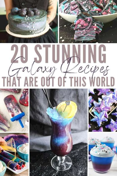 20+ Glaxay Themed Recipes That Are Out Of This World – Edible Crafts Space Theme Party Food, Space Themed Desserts, Space Party Food, Galaxy Ice Cream, Unicorn Space, Galaxy Desserts, Kids Birthday Food, Galaxy Cookies, Eclipse Party