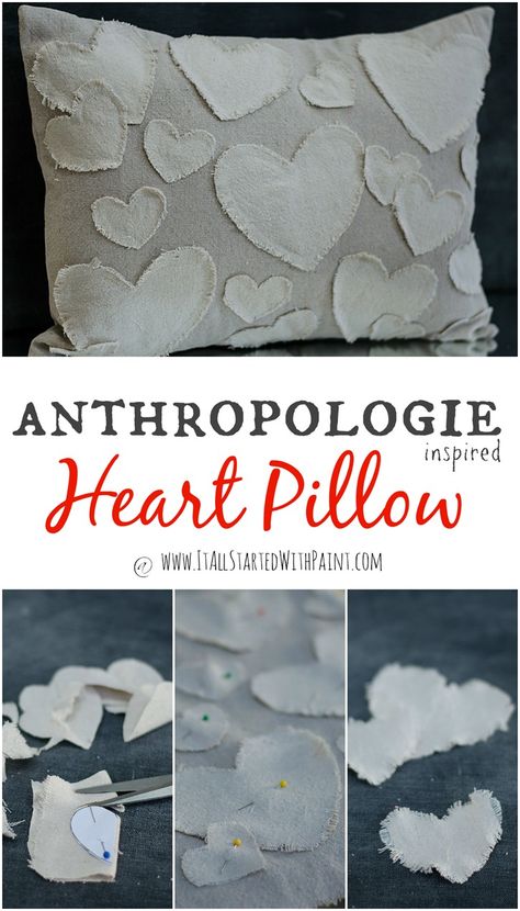 Anthropologie Pillow, Diy Anthropologie, Heart Pillows, Valentines Pillows, Anthropologie Inspired, February Valentines, Crochet Hat Free, Painted Hearts, Crochet Hats Free Pattern