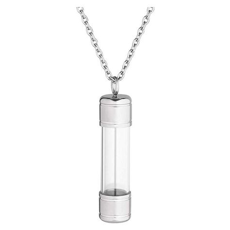 Jovivi Stainless Steel Acrylic Openable Container Tube Urn Keepsake Cremation Ashes Memorial Pendant Necklace Ashes Necklace, Cremation Necklaces, Memorial Pendant, Urn Necklace, Glass Cylinder, Ashes Jewelry, Cremation Ashes, Silver Caps, Glass Vials