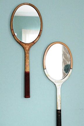 Tennis rackets repurposed as mirrors Design Objet, Koti Diy, Tennis Rackets, Vintage Tennis, Deco Originale, Do It Yourself Crafts, Tennis Racquet, A Mirror, Diy Inspiration