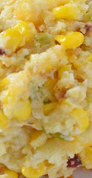 Bacon Corn Casserole, Corn Casserole With Cream Cheese, Corn Casseroles, Side Foods, Casserole With Cream Cheese, Veggie Casseroles, Vegetable Casseroles, Corn Recipes Side Dishes, Bacon Corn