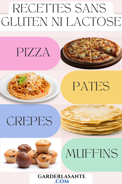 Pizzas SANS GLUTEN NI LACTOSE, Pâtes SANS GLUTEN NI LACTOSE, Crêpes SANS GLUTEN NI LACTOSE, Muffins SANS GLUTEN NI LACTOSE, Smoothies SANS GLUTEN NI LACTOSE, Collations SANS GLUTEN NI LACTOSE Menu Sans Gluten, Sans Gluten Sans Lactose, Sans Gluten, Allergies, Biscuits, Sandwiches, Muffins, Pizza, Sauce