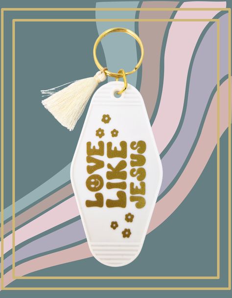 Vintage-inspired Christian keychain with a retro motel design, a charming accessory to carry your keys with a touch of faith. Christian Accessories, Motel Keychain, Retro Love, Love Like Jesus, Merch Ideas, Green Bay, Meaningful Gifts, Gods Love, Retro Style