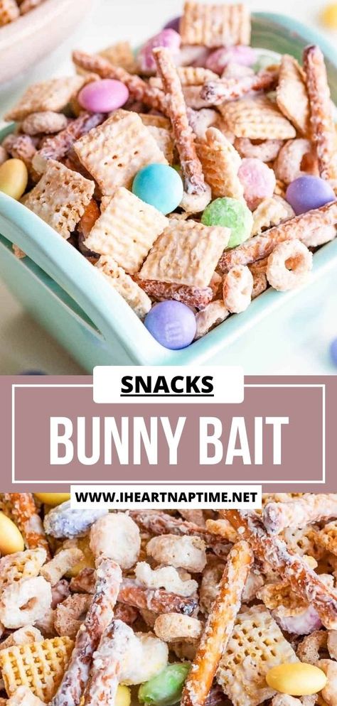 Whip up a batch of irresistible bunny bait for Easter! With a perfect balance of sweet and salty flavors, this snack mix is ideal for parties, gifts, or a special family treat. Bunny Bait Recipe, Homemade Snacks Recipes, Easter Fun Food, Easter Foods, Bunny Bait, Easter Menu, I Heart Naptime, Easter Food, Cereal Treats