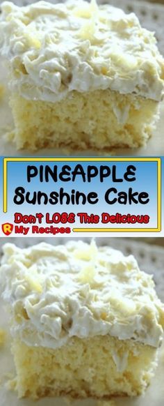 Pineapple Sunshine Cake Recipe, Pineapple Sunshine Cake, Pineapple Cake Recipe, Pineapple Dessert Recipes, Sunshine Cake, Pineapple Desserts, Pineapple Recipes, Yellow Cake, Cake Mix Recipes