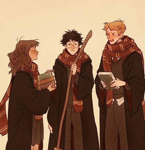 Third Wheeling, Harry Ron Hermione, Ron Hermione, Harry Potter Illustrations, Yer A Wizard Harry, First Drawing, Harry Potter Artwork, Ron And Hermione, Potter Art