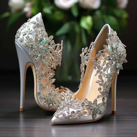 Glamorous high heels fashion lady shoes diamond decoration Check more at https://freepik.com/premium-ai-image/glamorous-high-heels-fashion-lady-shoes-diamond-decoration_99940740.htm/ Fantasy Shoes, Diamond High Heels, Diamond Shoes, Princess Outfit, Fun Wedding Shoes, Fancy Heels, Wedding Moodboard, Jeweled Shoes, Lady Shoes