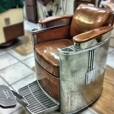 Art Deco Leather Chair - Foter Urban Industrial Decor, Aviation Furniture, Barbershop Design, Deco Chairs, Vintage Barber, Barber Chair, Deco Furniture, Art Deco Furniture, Industrial Furniture