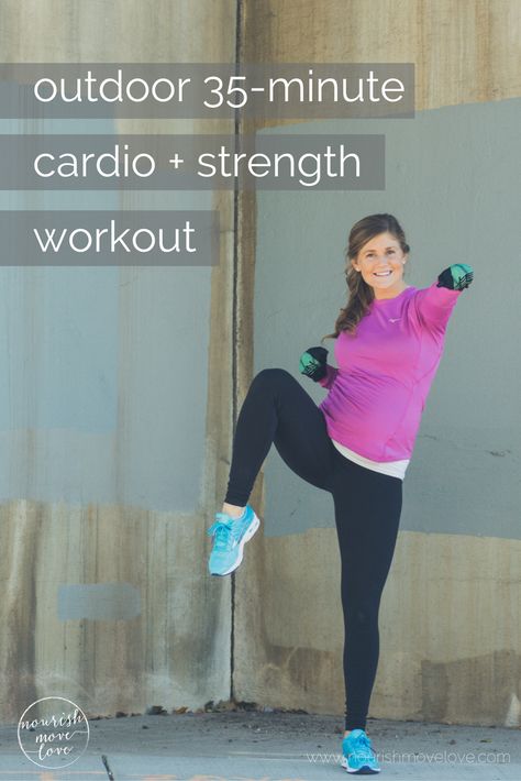 You can do this BODYWEIGHT CIRCUIT WORKOUT anywhere! No equipment needed for this 35-minute cardio and strength circuit workout | nourishmovelove.com Outdoor Workout Outfit, Strength Circuit, Bodyweight Strength Training, Nourish Move Love, Interval Running, Hiit Program, Circuit Workout, Strength Training Workouts, Strength Workout