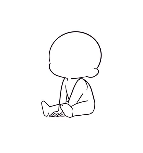 Chibi Base Pose Reference Sitting, Drawing Base Sitting Down, Cibi Drawing Poses, Sitting Down Chibi Pose, Chibi Poses Cute, Sleepy Chibi Poses, Cute Anime Characters Chibi, Sit Pose Drawing, Chibi Poses Sitting