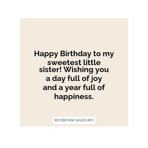 Your little sister's birthday is a special occasion to show her how much you care. Whether you are looking for something funny, heartfelt or sentiment... | # #BirthdayWishes Check more at https://www.ehindijokes.com/birthday-wishes-little-sister/ Wish For Sister, Happy Birthday Wishes For Sisters, Choti Sister Birthday Wishes, Birthday Caption For Cousin Sister, Baby Sister Birthday Wishes, Bday Wishes Sister, Happy Birthday To Sister Quotes, Sister Wishes Happy Birthday, Bday Caption For Sister