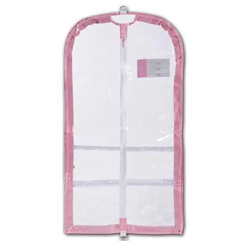 Danshuz Sturdy pliable PVC garment bag. 3" expandable gusset accommodates bulky costumes. Includes 3 outer pockets, one large and two small for shoes and accessories. 37" x 20" x 3". Glitter Hair Spray, Dance Garments, Dance Competitions, Dance Gear, Dance Competition Costumes, Bag With Pockets, Purple Trim, Wrinkled Clothes, Studio Bag