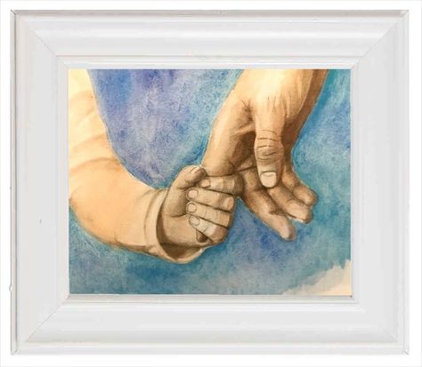 watercolour painting of father & daughter holding hands Father Painting, Father Daughter Painting, Father Daughter Pictures, Wind Drawing, Portrait Quotes, Michael Jackson Poster, Father Daughter Tattoos, Pet Portrait Paintings, Father Daughter