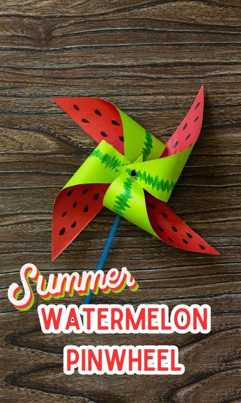 Easy and Fun Watermelon Pinwheel Craft for Kids Pinwheel Craft, Diy Pinwheel, Diy Summer Decor, Watermelon Crafts, Afternoon Crafts, Childrens Art Projects, Pinwheels Paper, Ladybug Crafts, Budget Crafts