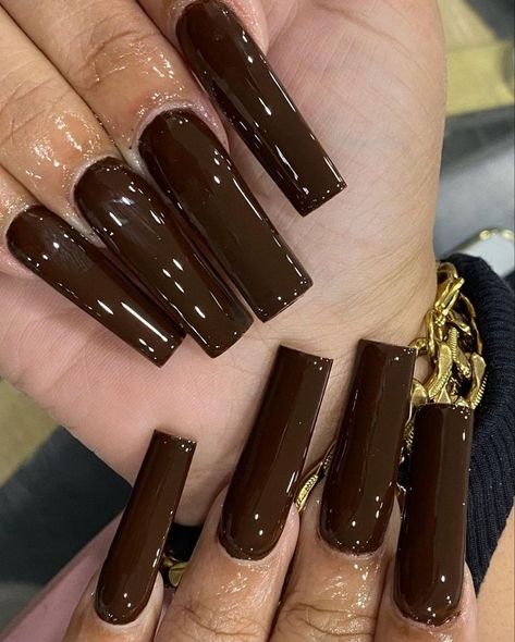 Chocolate Brown Nails Design, Ginger Nails, Trip Nails, Brown Acrylic Nails, Nyc Nails, Brown Nail, Brown Acrylic, Drip Nails, Aesthetic Nails