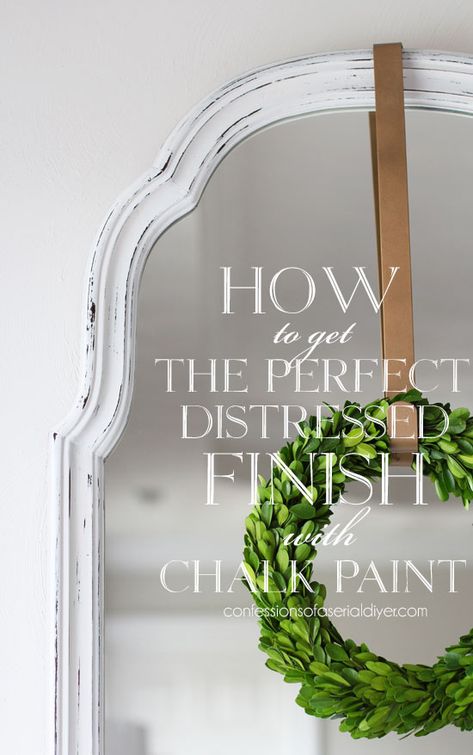 Chalk Paint Mirror, Upcycle Headboard, Shabby Mirror, Distressing Chalk Paint, Christmas Mirror, Thrift Store Decor, Mirror Makeover, Shabby Chic Mirror, Using Chalk Paint