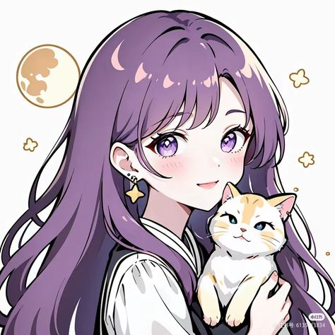 Purple Hair Pfp Cartoon, Cartoon Logic, Avt Couple, Hello Kitty Videos, Anime Pixel Art, Anime Crafts, Cute Anime Chibi, Cute Cartoon Drawings, Anime Canvas