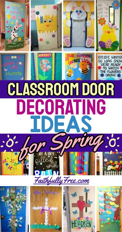 Easter Classroom Door, Classroom Door Decoration Ideas, Kindergarten Door, Spring Classroom Door, Class Door Decorations, Classroom Door Decorating, Decorating For Easter, Easter Bulletin Boards, Preschool Door