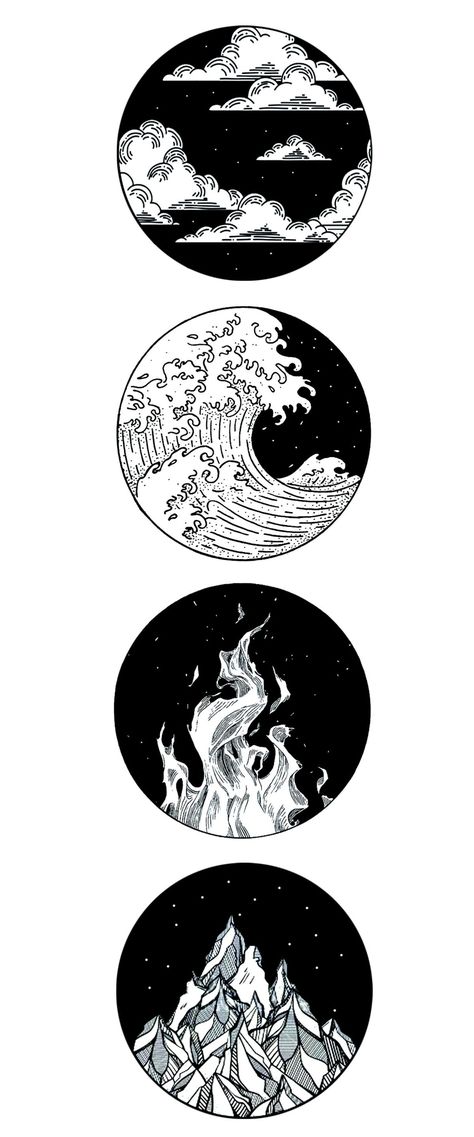 Elemental Tattoo, Four Elements Tattoo, Element Tattoo, Super Tattoo, 심플한 그림, Kunst Tattoos, Elements Tattoo, Men Tattoos, Tattoo Zeichnungen