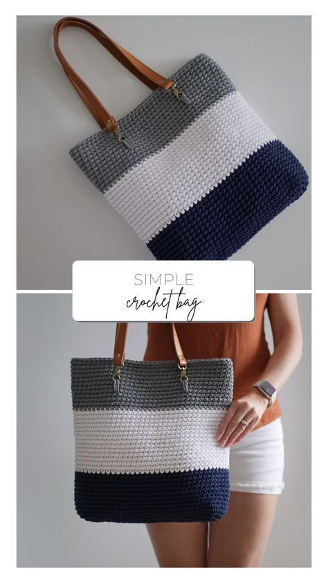 Tote Crochet, Free Crochet Bag, Crochet Bag Tutorials, Crochet Bag Pattern Free, Bag Pattern Free, Crochet Basket Pattern, Crochet Clutch, Crochet Handbags Patterns, Haken Baby