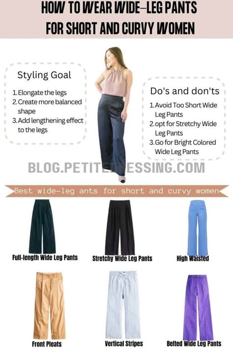 Wide Leg Dress Pants Outfit Plus Size, Outfits For Undefined Waist, Wide Waist Outfit, Flattering Clothes For Short Women, High Waisted Business Casual, Wide Leg Trousers For Short Women, Outfit Ideas For Short Legged Women, Outfit For Petite Women Aesthetic, Pants For Heavy Thighs