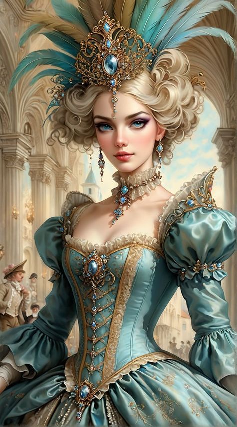 Baroque Style by nickyap loves coco - Playground 1700 Dresses, Baroque Women, Art Deco Artwork, Valentine Picture, Rococo Fashion, Female Character Concept, Grunge Art, Victorian Women, Baroque Style