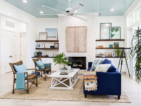 Hgtv Dream House 2020, Hgtv Dream House, Hgtv Kitchens, Cabinets To Go, Blue Ceiling, Hgtv Dream Homes, Blue Ceilings, Hgtv Dream Home, Shore House