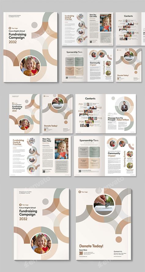 School Fundraising Brochure Template, Print Templates | GraphicRiver Booklet Design Inspiration, College Brochure, Education Brochures, Indesign Brochure Templates, School Brochure, School Fundraising, Business Brochure Design, School Plan, Fundraising Campaign