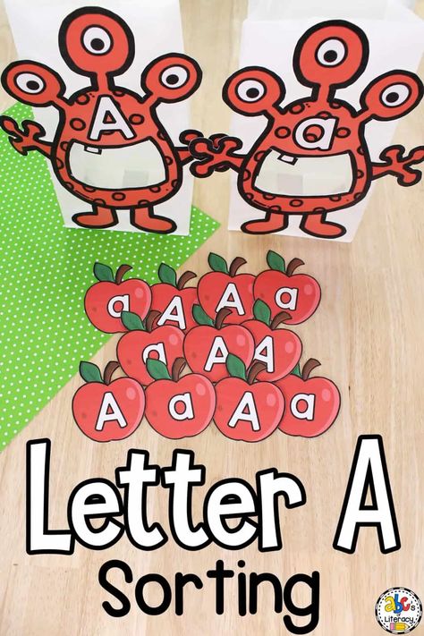 Literacy Games Preschool, Letter Practice Preschool, Preschool Stations, Alphabet Sort, Alphabet Flash Cards Printable, Storytime Ideas, Letter Sort, Letter Recognition Activities, Alphabet Learning