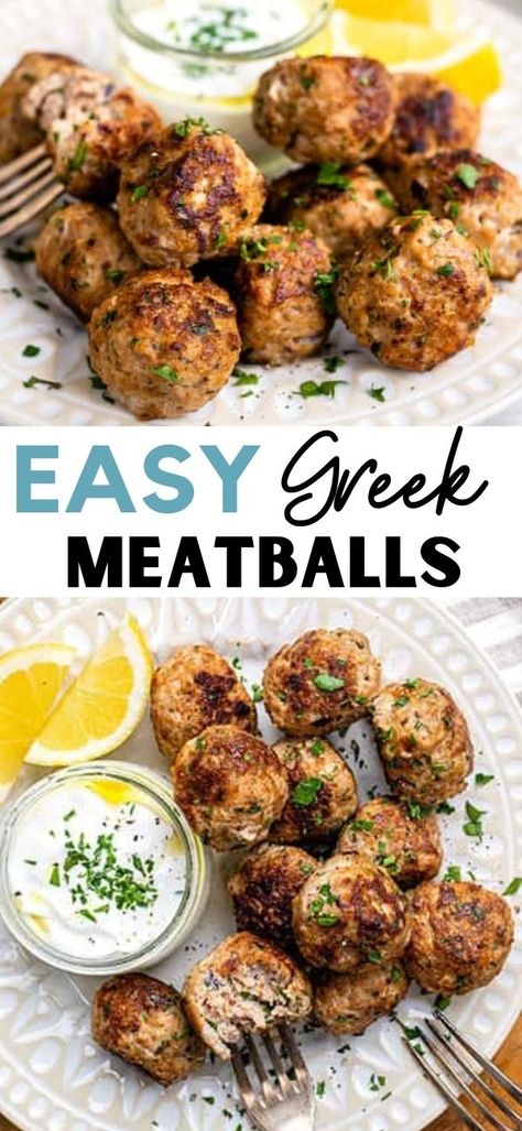 Greek Meatball Bowls Healthy, Turkey And Feta Meatballs, Healthy Turkey Minced Meat Recipe, Greek Meatballs Turkey, Middle East Meatballs, Turkey Meatball Pita, Meals Using Turkey Meat, Healthy Greek Turkey Meatballs, Greek Turkey Meatballs Meal Prep