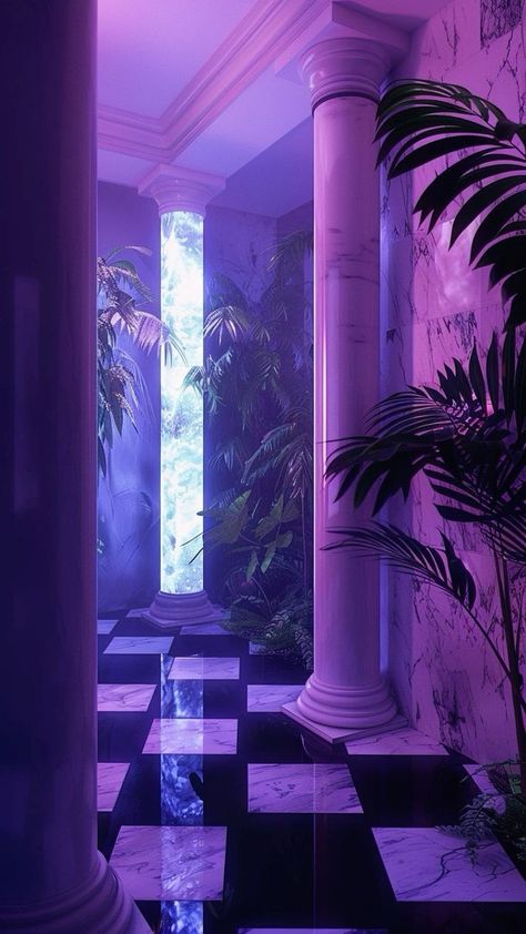 Vaporwave Aesthetic Backgrounds, Horror Interior Design, Vaporwave Interior Design, Vaporwave Living Room, Vaporwave Architecture, Liminal Wallpaper, Vaporwave House, Liminal Vaporwave, Liminal Space Wallpaper