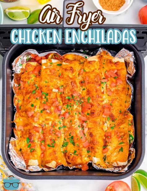 Enchilada Casserole Air Fryer, Air Fry Chicken Enchiladas, Airfryer Chicken Enchiladas, Air Fryer Enchilada Casserole, Air Fryer Chicken Casserole Recipes, Chicken Enchiladas In Air Fryer, Airfryer Enchiladas, Air Fryer Casserole, Chicken Enchiladas Air Fryer