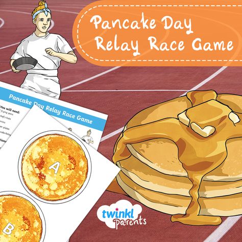 Pancake Games For Kids, Pancake Day Games, Pancake Party Games, Pancake Games, Relay Race Games, Shrove Tuesday Pancakes, Pancake Game, Fun Pancakes, Relay Games