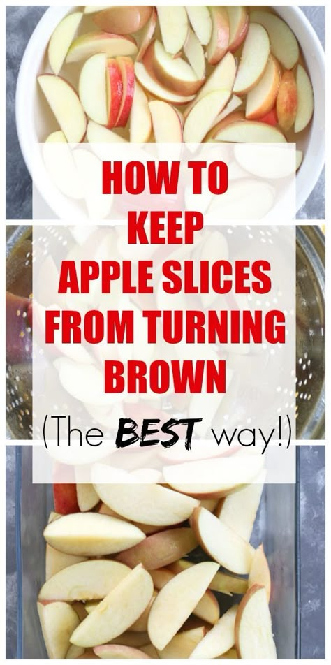 How to Keep Apple Slices From Turning Brown--this is the BEST WAY!! #apples #schoollunch #lunchbox #Mom #kids #appleslices #tips Keep Apples From Turning Brown, Apples Slices, Keep Apples From Browning, Apple Slice Recipe, Fruit Dips, Apple Snacks, Slices Recipes, Lunch Snacks, Apple Slices