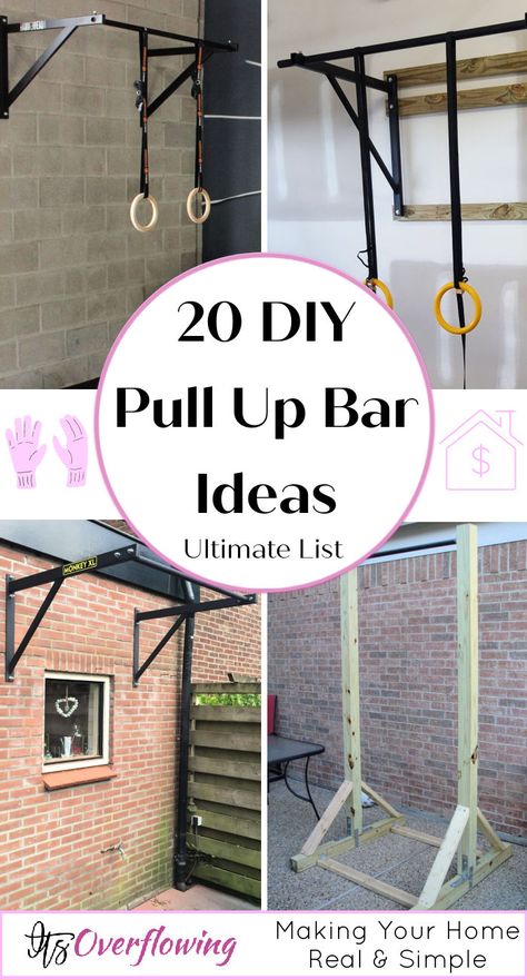 Pull Up Bar Design, Garden Pull Up Bar, Diy Pull Up Bar And Dip Station, Pullup Bar Diy, Pull Up Bar Diy, Garage Pull Up Bar, Homemade Pull Up Bar, Outdoor Pull Up Bar, Outdoor Home Gym