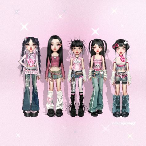 Newjeans Concert Outfit, Newjeans Uniform, Eta Newjeans Outfits, Newjeans Outfits Inspired Y2k, Everskies Outfits 5 Members, New Jeans Everskies, Everskies 5 Member Outfits, Everskies Group Outfits 7 Members, Newjeans Outfit Ideas