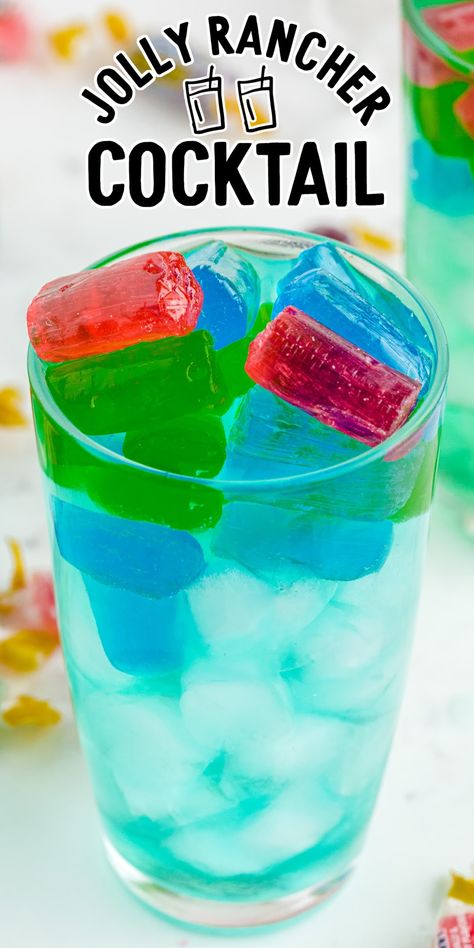 An adult spin on a favorite candy, Jolly Rancher Vodka is a gorgeously refreshing cocktail drink made by infusing vodka with Jolly Rancher candies. Jolly Rancher Drink, Tipsy Bartender Recipes, Jolly Rancher Flavors, Jolly Rancher Vodka, Unique Alcoholic Drinks, Jolly Ranchers Candy, Birthday Cocktails, Candy Cocktails, Colorful Drinks