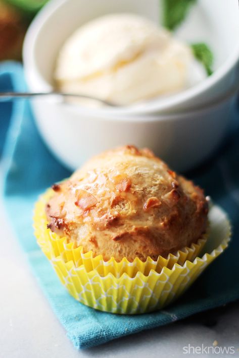 Ice Cream Muffins Muffins With Self Rising Flour, Egg White Muffins With Cottage Cheese, Ice Cream Bread With All Purpose Flour, Sour Cream Rhubarb Muffins, Rhubarb Sour Cream Muffins, Ice Cream Muffins, Easy Treat, Self Rising Flour, 2 Ingredients